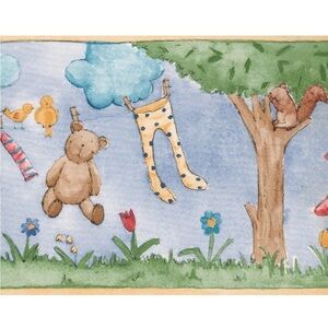 5/$25 Norwall Wallpaper Border 3 Rolls 15’x7” 5 Yards Children Toys Blue Outdoor